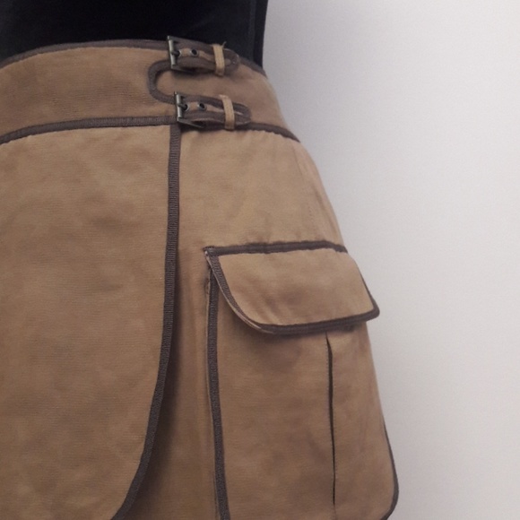 J.Crew/Brown/ Buckled/ Wrap/ Mini Skirt - Picture 2 of 8